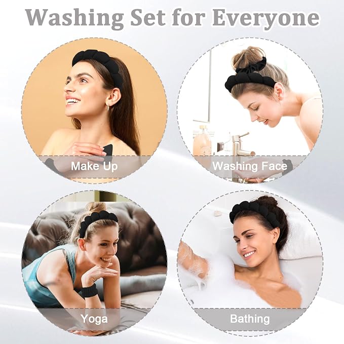 7Pc Headband and Wristband Set for Skincare, Face Washing, Makeup Removal - Image 3