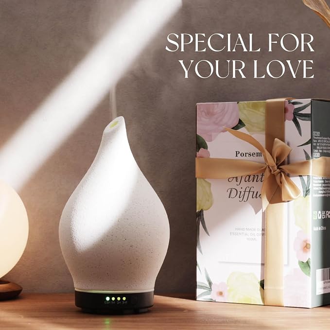 Porseme 150ml Essential Oil Diffuser Ceramic Color Changing Aroma Air Diffusers - Image 6