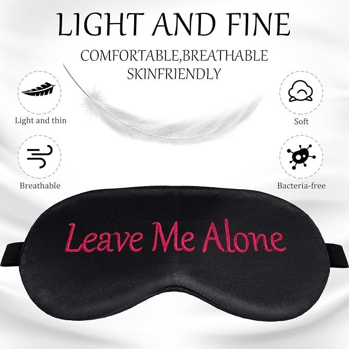 Geyoga 4 Pieces Funny Eye Mask for Sleep Soft Satin Blocking Blindfold - Image 4