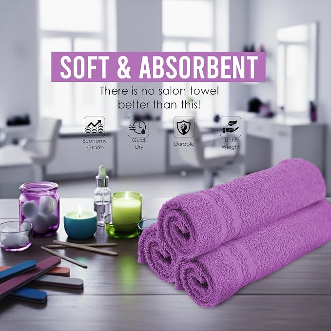 Hand Towels Purple Economy Salon Towels - Image 7