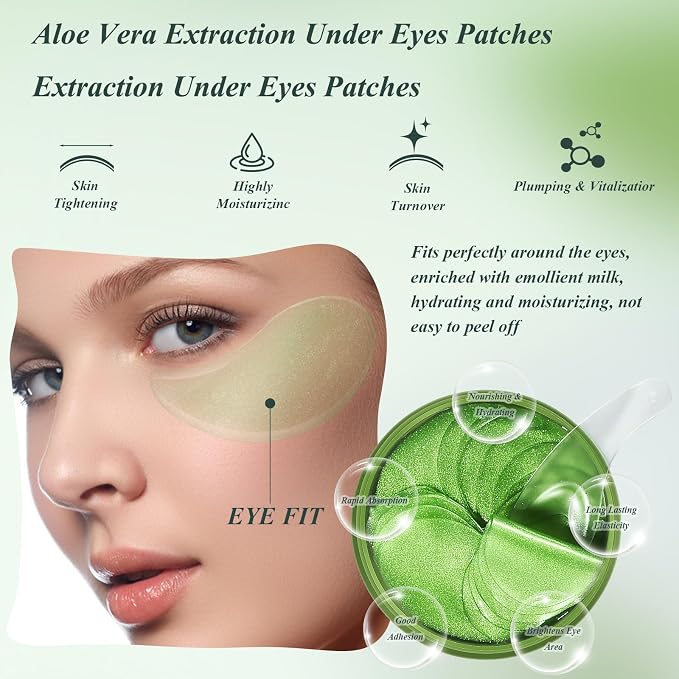Under Eye Patches for Puffy Eyes and Dark Circles – 60 PCS Aloe Vera Under Eye - Image 6