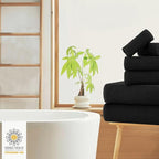 CASA COPENHAGEN EcoPop 6Pcs 100% Cotton Large Designer Towels Gift Set- Black - Image 7