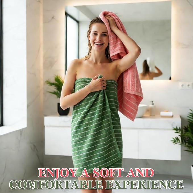 6 Pcs Large Bath Towels Set 28x55 Inch Soft Cotton Towels - Image 6
