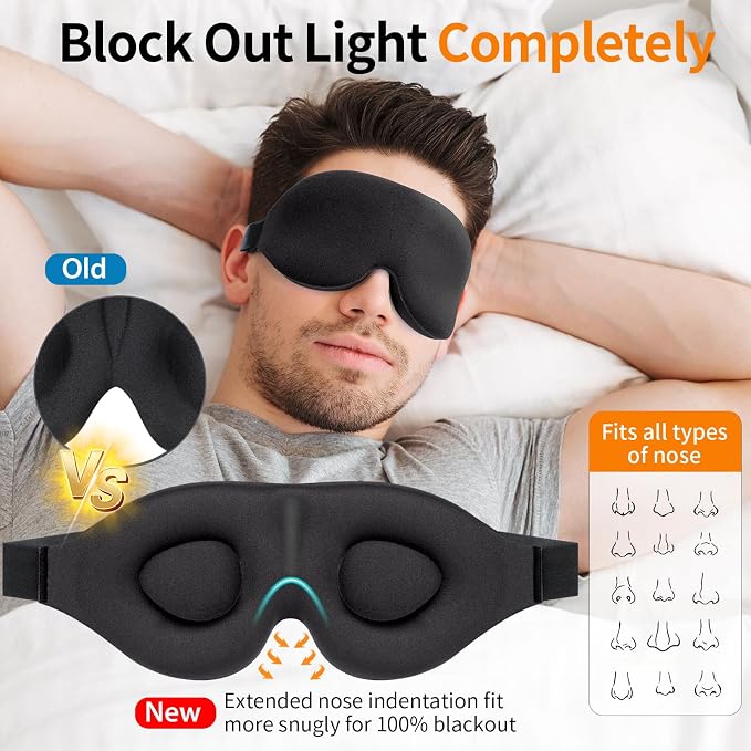 NEWVANGA Sleep Mask for Back and Side Sleeper, Block Out Light, Luxury Sleeping - Image 2