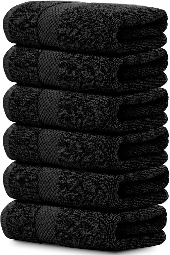 White Classic Luxury Black Hand Towels by WhiteClassic