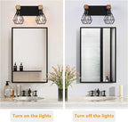 FadimiKoo 2-Light Rustic Style Wood Bathroom Wall Sconce, Farmhouse Vanity - Image 5