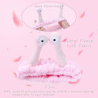 Jowmoy Cute Pink Snail Headband Frog Eye Elastic to Wash Face - Image 5