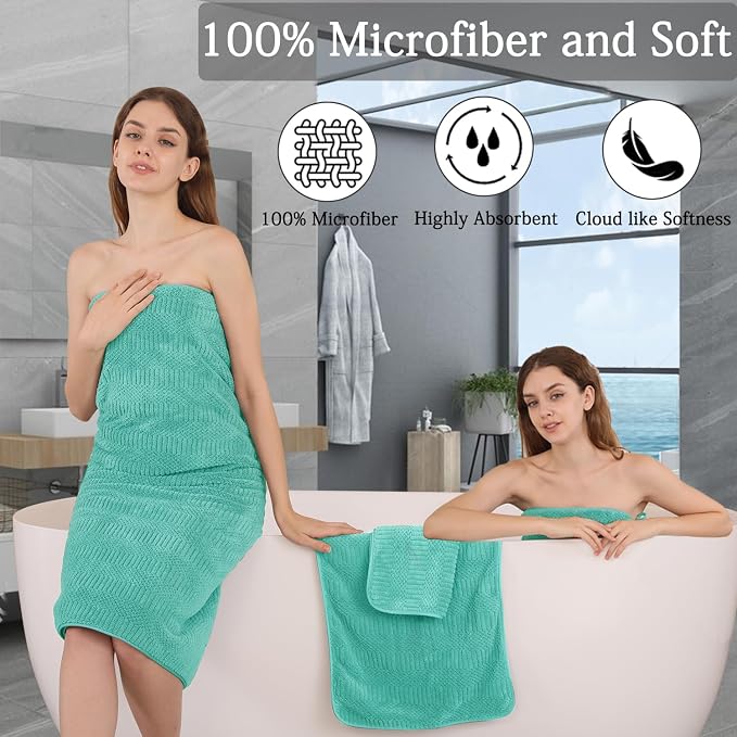 Ycosy 4 Pack Extra Large Microfiber Bath Towels Set, 35x70 inches, Less Lint - Image 4