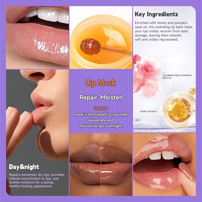 2 Bottles Sakura & Honey Lip Balm, Day & Night Repair Deep Moisture and Fade - Image 4