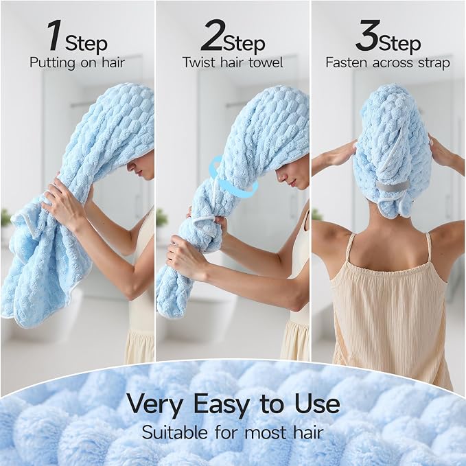 REDKISS Blue Microfiber Hair Towels - Image 3