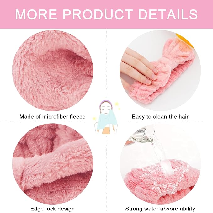 CIEHER 12 PCS Makeup Headband for Women Wrist Washband Scrunchies Cuffs for - Image 3