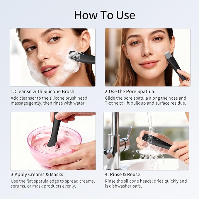 Blackhead Remover Tool, Stainless Steel Face Scraper, Skin Scrubber Face Spatula - Image 3
