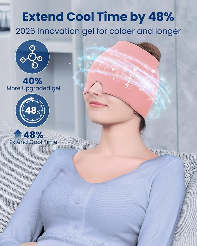 ONLYCARE Migraine Relief Cap, Upgraded Odorless Migraine Ice Head Wrap - Image 3