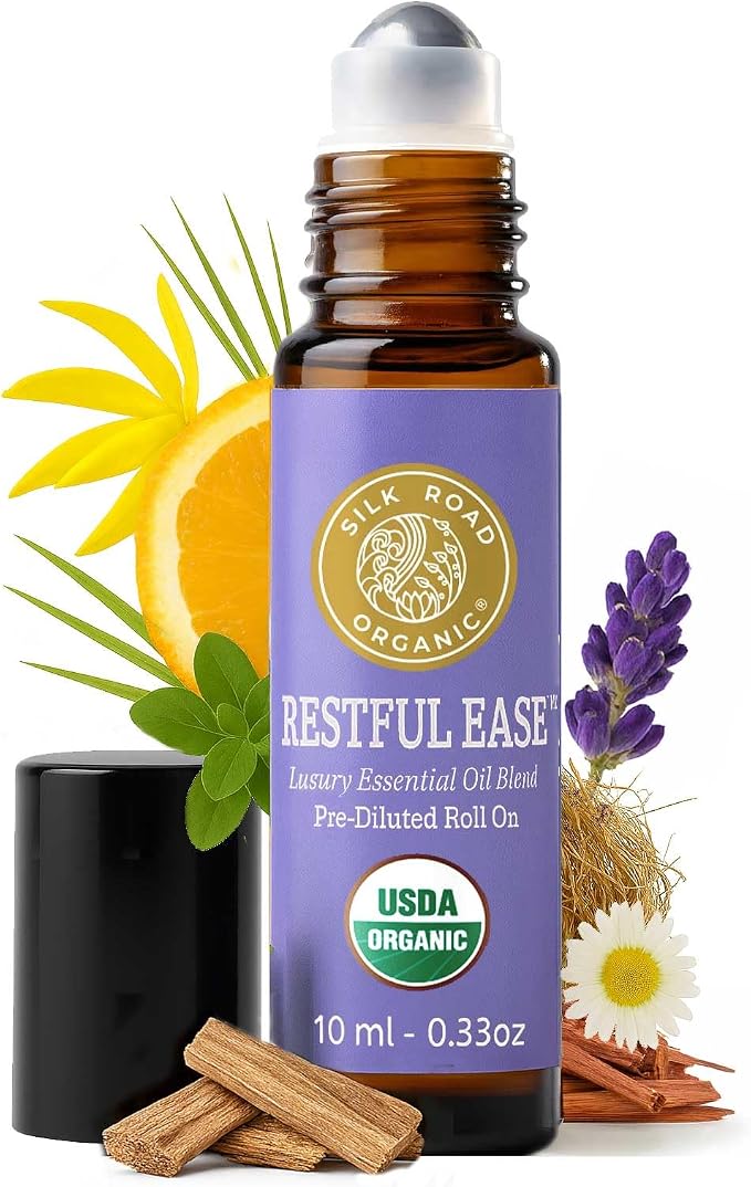 Silk Road Organic Restful Ease Essential Oil Sleep & Stress Blend Roll On by SILKROADORGANIC