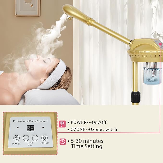 Professional Facial Steamer on Wheels, Spa Face Steamer - Image 3