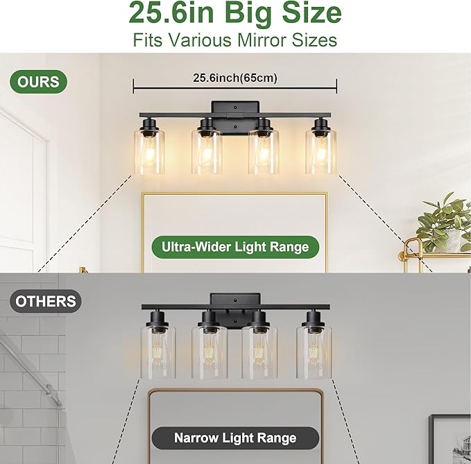 Ascher Bathroom Light Fixtures, 4-Light Vanity Lights - Image 6
