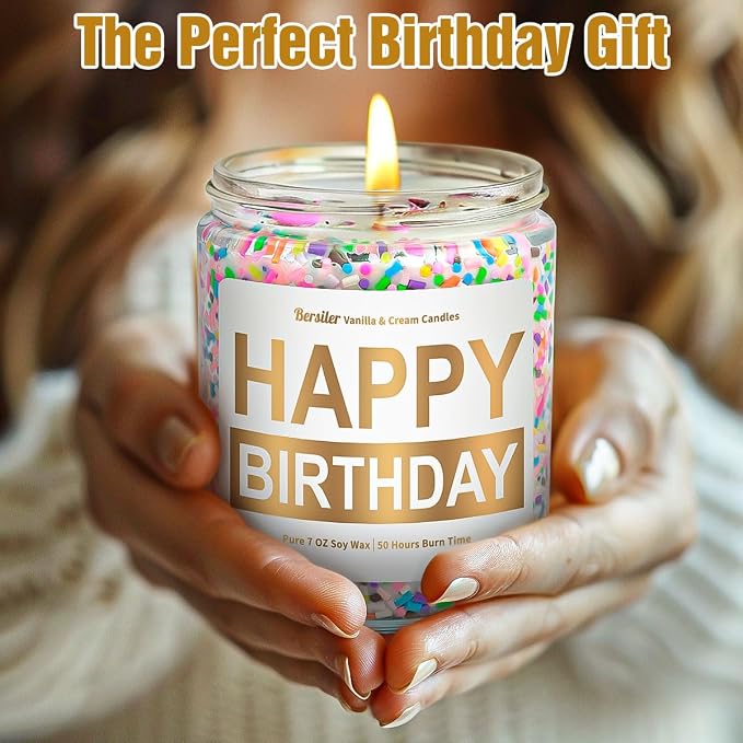Candles for Birthday, Vanilla Cream Scented Candle 7OZ, Happy Birthday Candle - Image 5