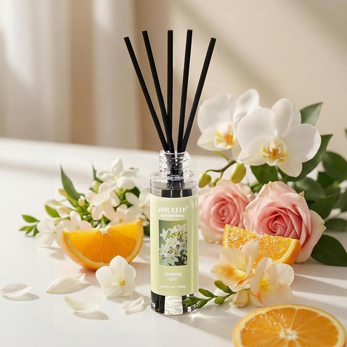Airkeep Reed Diffuser Oil Refill/Jasmine Lily/3.38 oz / 1 Pack/Air Freshener & - Image 4