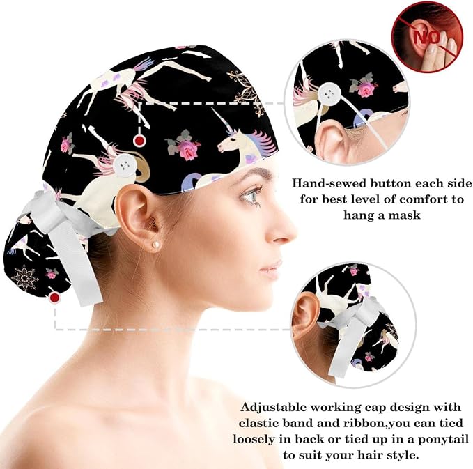 Women's Working Caps with Scrunchies Tarot Pattern Background Lace-Up Hat - Image 3