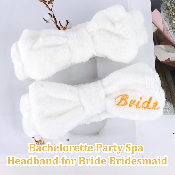 CIEHER 8 Pcs White Spa Headbands Bachelorette Party Favors - Image 3