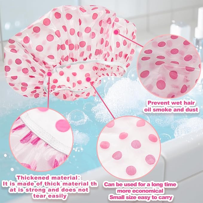 18 Pack Shower Caps for Women, Waterproof Reusable & Disposable Adjustable Bath - Image 3