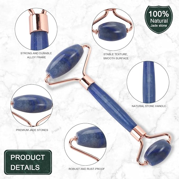 Jade Roller for Face, Facial Roller Massager Skin Care Tool, Gua Sha Facial - Image 2