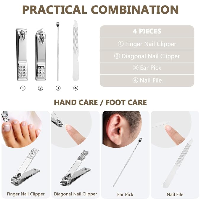 Geosar 12 Sets Manicure Set Bulk Nail Clippers Pedicure Kit Stainless Steel - Image 3