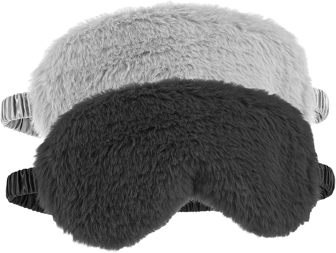 WY LIGHTING LEVEL 2 Pcs Plush Eye Mask Soft Sleeping Blindfold Eye Cover - Image 7