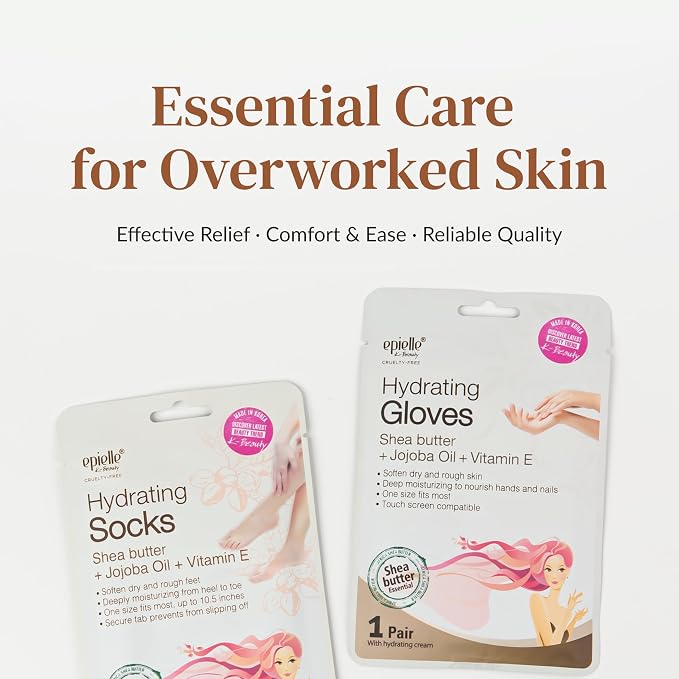 Epielle Hydrating Hand & Foot Masks, Relieve and Soften Dry, Overworked Skin - Image 8