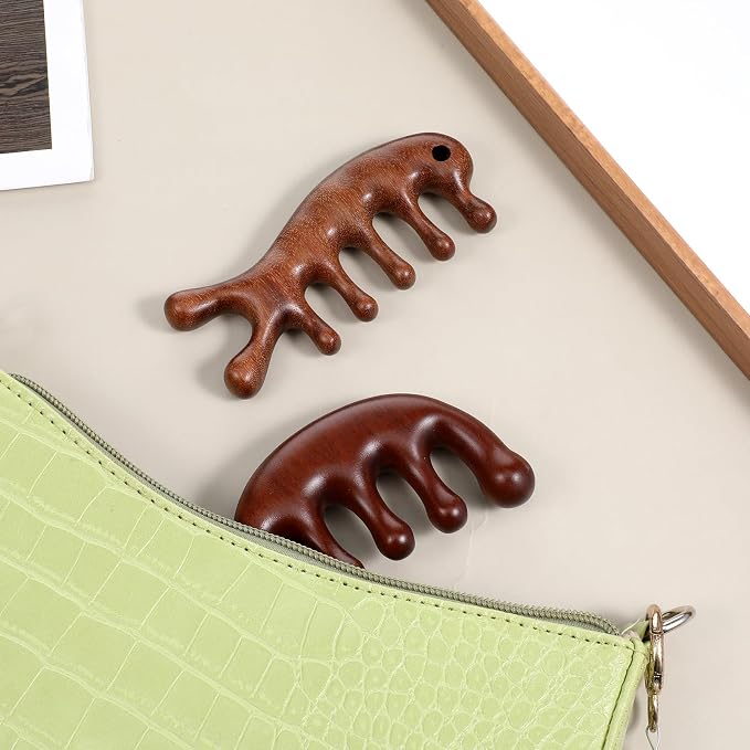 2 Pack Wooden Head Scalp Massager Comb, Scalp Massager Loc Comb Wooden Scalps - Image 7