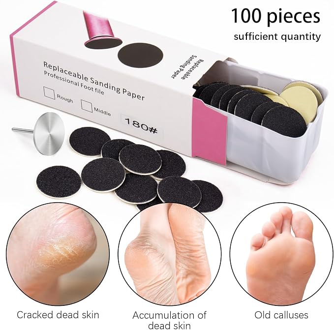 Sanding Paper Discs with Metal Nail Drill Bit Pedicure Sanding Disc 100pcs - Image 7