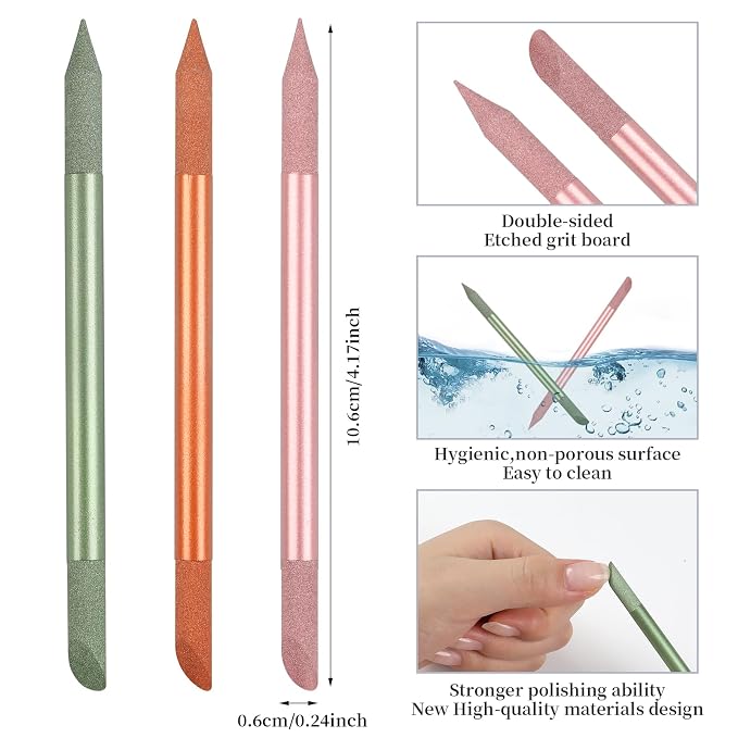 3Pcs Glass Cuticle Pusher, heemeei Crystal Cuticle Pusher Glass File, - Image 3