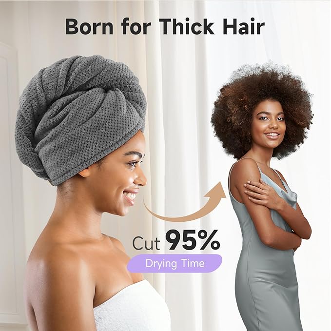 Umisleep 2 Pack Microfiber Hair Towel Wrap - Image 2