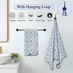 Ridhi Block Print Light Steel Blue Cotton Spa/Beach Towel 27"x54" Set of 2 - Image 2