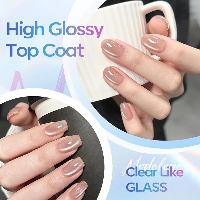 modelones Gel Top Coat, 15ml No Wipe Gel Nail Polish High Gloss Top Coat Shiny - Image 4