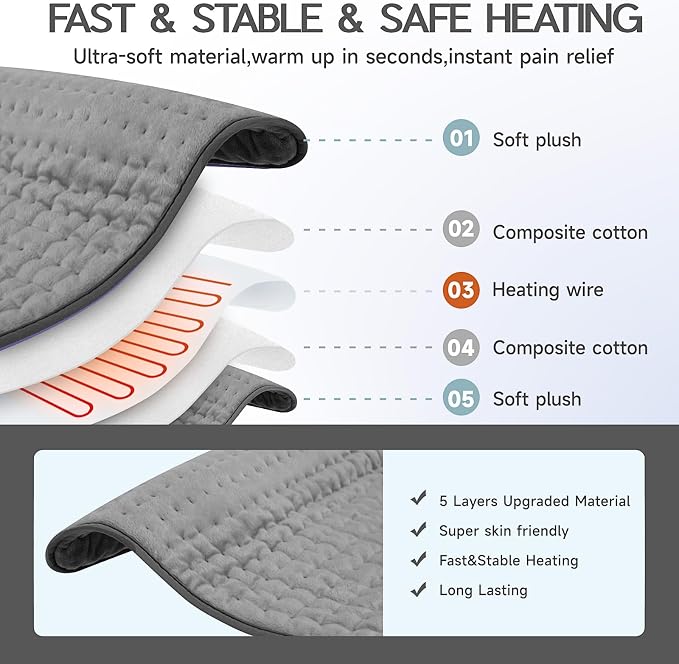 Heating Pad for Period Cramps, Heating Pad for Back/Neck/Shoulder Muscle Pain - Image 2