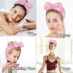 Casoty 6 Pcs Makeup Hair Headbands, Soft Coral Fleece Spa Headband - Image 3