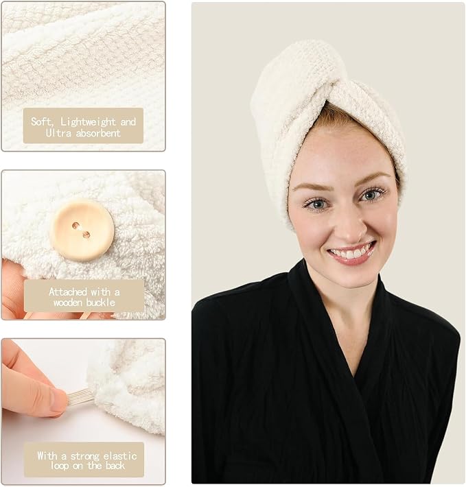 ROLSHOL Extra Large 4 Pack Microfiber Hair Towel Wrap - Image 4