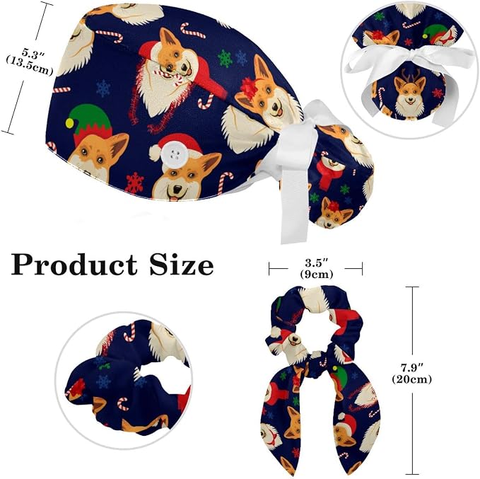Adjustable Brown Dachshund Dog Blue Surgical Scrub Cap - Image 2