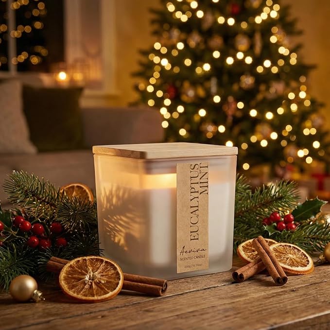 Eucalyptus Mint Scented Candle, 7.04oz 40 Hour Burn, Natural Soy Wax - Image 3