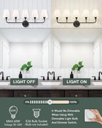 Bathroom Light Fixtures, 5 Light Matte Black Vanity Lights - Image 5