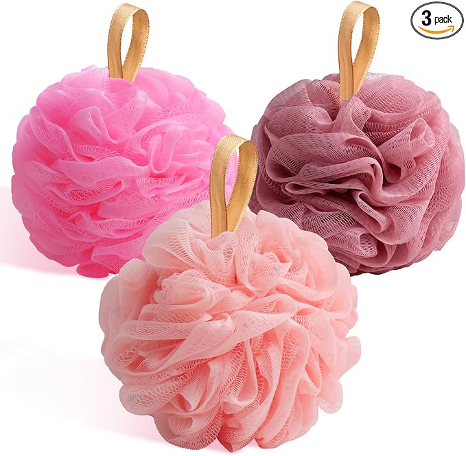 Fishent Bath Loofah Sponge, 3 Pack loofahs Exfoliating Body Scrubber, 60g Soft by Fishent
