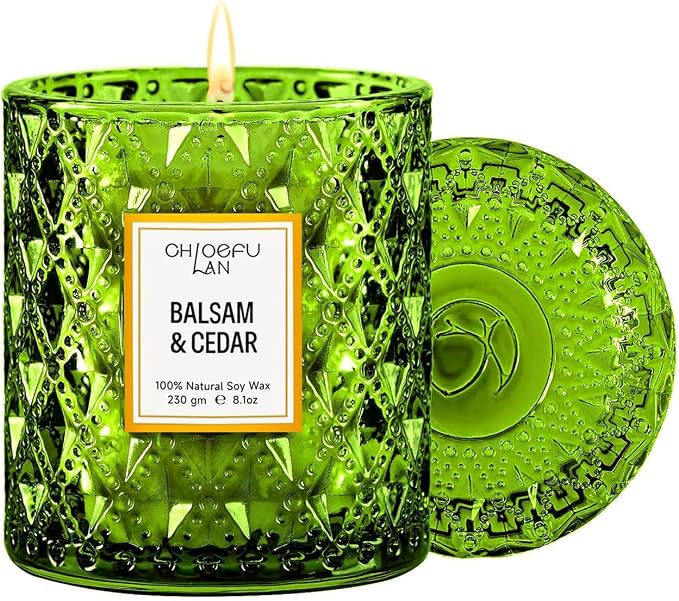 Chloefu LAN Balsam & Cedar Scented Candle Christmas Candles Gift, Christmas by ChloefuLANScentedCandles