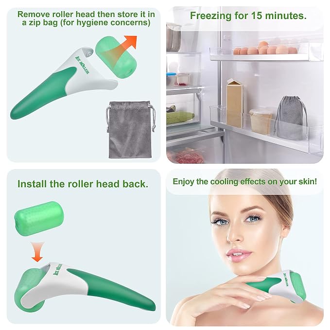 Charmonic 6 in 1 Ice Roller & Jade Roller and Gua Sha Set, Facial Massage Kits - Image 5