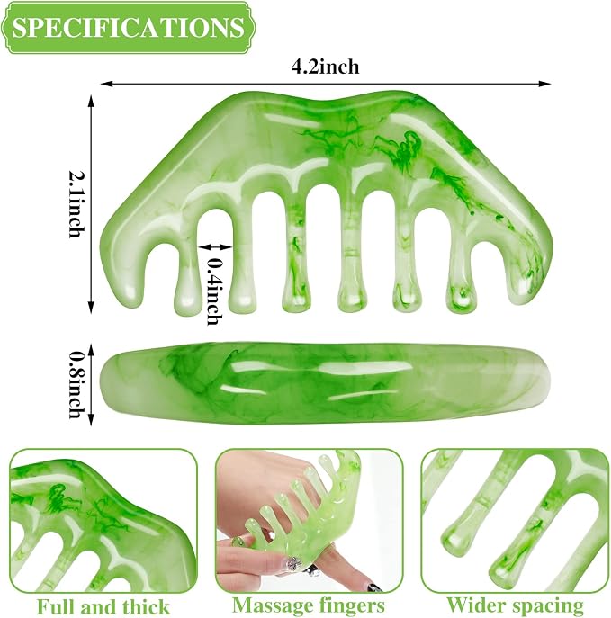 Geiserailie 2 Pcs Jade Combs Esthetician Supplies Massage Stone Hair Gua Sha - Image 2