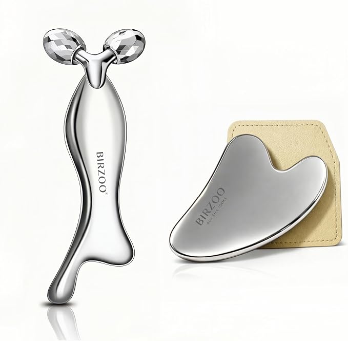Stainless Steel Face Roller & Gua Sha Tool Facial Massage Roller by GuaShaTools