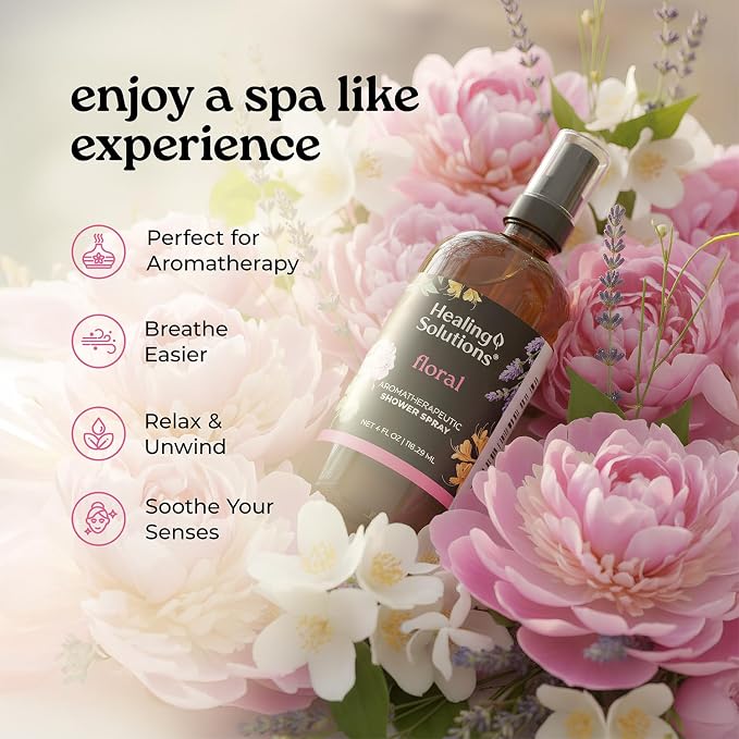 Healing Solutions Aromatherapy Shower Spray, Floral Blend, Therapeutic Grade - Image 3