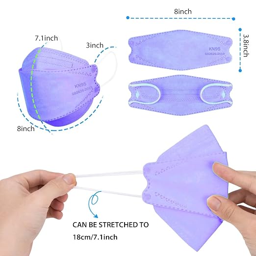 Borje KN95 Face Masks for Adults 50 Pack, 5-Ply Purple Disposable Face Mask - Image 4