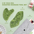 airogym 2PCS Jade Stone Gua Sha Set Face Massager Jade Facial Tools Body - Image 7