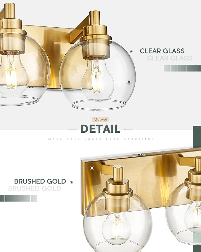 Bathroom Light Fixtures, 4 Light Brushed Gold Vanity Light, 26 Inch Modern Wall - Image 5